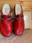 Preview: Rieker Sabot Clogs Damenschuhe Hausschuhe Pantoffel Pantolette Sandalette rot weiß mit Riemchen