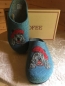 Preview: Tofee Damenhausschuhe Pantoffel Latschen Socken Hüttenschuhe Hund mit Mütze hellblau