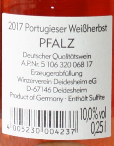 Winzerverein Deidesheim Portugieser Weißherbst 2017, 250ml
