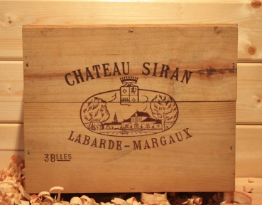Holzkiste Chateau Siran Labarde Margaux, 3 Flaschen, Jahrgang 1985, 1986, 1989