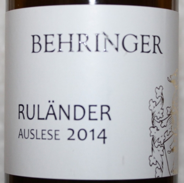 Weingut Behringer, Britzinger Rosenberg Ruländer Auslese edelsüß 2014, 375ml