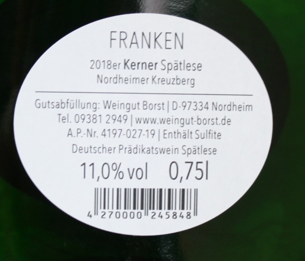 Weingut Borst Nordheimer Kreuzberg Kerner Spätlese 2019