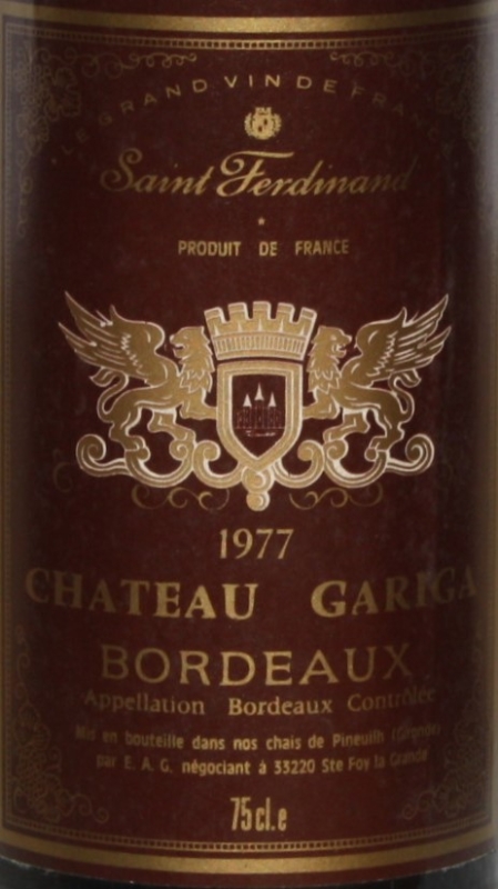 Chateau Gariga Bordeaux, Saint Ferdinand, 1977
