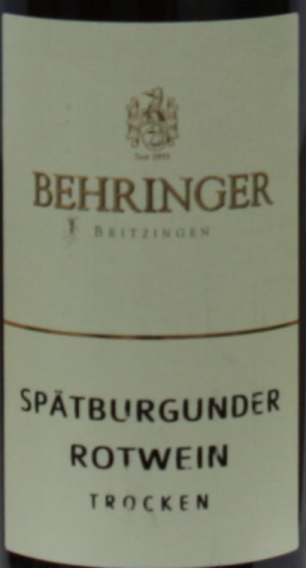 Weingut Behringer, Spätburgunder, Britzinger Sonnhole 2018, 375ml