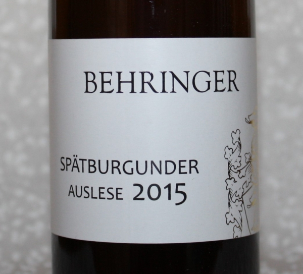Weingut Behringer, Britzinger Sonnhole Spätburgunder Weißherbst Auslese edelsüß 2015, 375ml